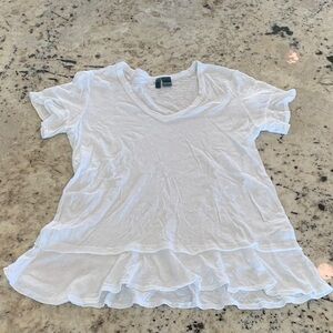 Elegant White Ruffled Short Sleeve Top